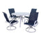 Courtyard Casual Courtyard Casual - Santa Fe 5 pc Dining Set in White with 48" Round Table and 4 Sling Swivel Rockers | 5640