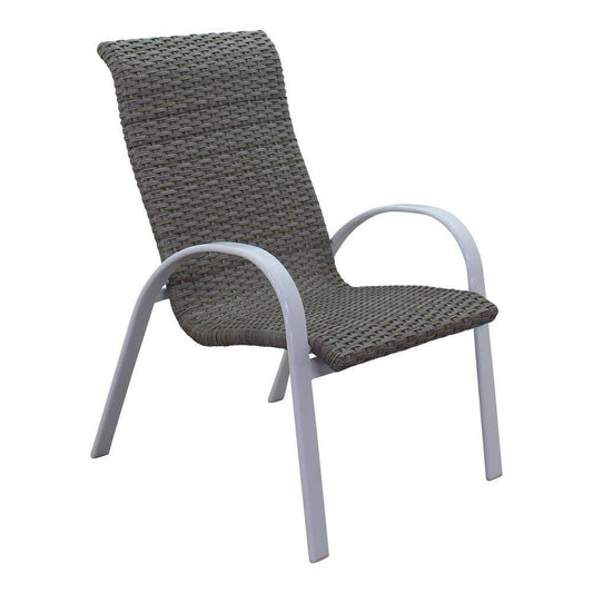 Courtyard Casual Courtyard Casual - Santa Fe 5 pc Dining Set in White with 48" Round Table and 4 Wicker Chairs | 5641