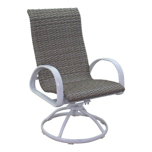 Courtyard Casual Courtyard Casual - Santa Fe 5 pc Fire Pit Set in White with 1 Rectangle Fire Pit and 4 Wicker Swivel Rockers | 5630