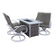 Courtyard Casual Courtyard Casual - Santa Fe 5 pc Fire Pit Set in White with 1 Rectangle Fire Pit and 4 Wicker Swivel Rockers | 5630
