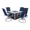 Courtyard Casual Courtyard Casual - Santa Fe 5 pc Fire Pit Set in White with 1 Square Fire Pit and 4 Sling Swivel Rockers | 5634