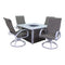 Courtyard Casual Courtyard Casual - Santa Fe 5 pc Fire Pit Set in White with 1 Square Fire Pit and 4 Wicker Swivel Rockers | 5636