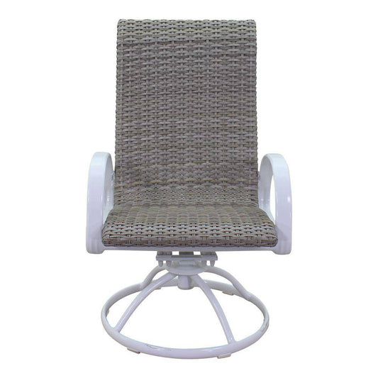 Courtyard Casual Courtyard Casual - Santa Fe 5 pc Fire Pit Set in White with 1 Square Fire Pit and 4 Wicker Swivel Rockers | 5636