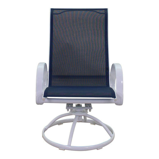 Courtyard Casual Courtyard Casual - Santa Fe 7 pc Dining Set in White with 72" Rectangle Table and 6 Swivel Rockers | 5647