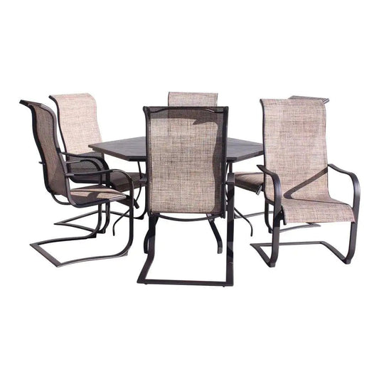 Courtyard Casual Courtyard Casual - Santa Fe 7 pc Hexagon Dining Set in Java with 60" Hexagon Table and 6 Spring Chairs | 5707