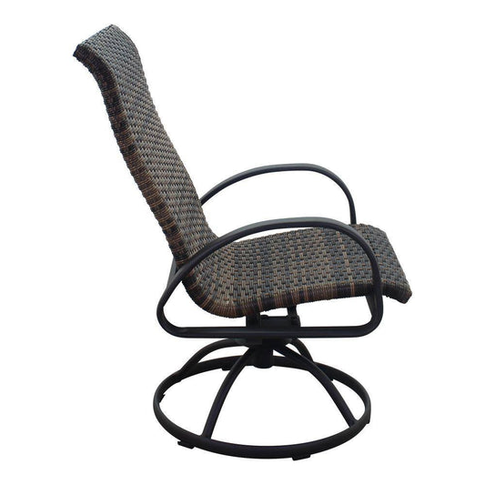 Courtyard Casual Courtyard Casual - Santa Fe 7 pc Hexagon Dining Set in Java with 60" Hexagon Table and 6 Wicker Swivel Rockers | 5708