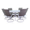 Courtyard Casual Courtyard Casual - Santa Fe 7 pc Hexagon Dining Set in White with 60" Hexagon Table and 6 Wicker Swivel Rockers | 5646