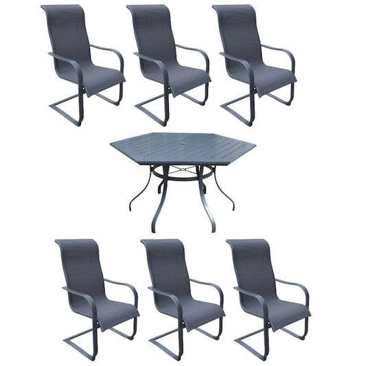 Courtyard Casual Courtyard Casual - Santa Fe 7 Piece 60" Hexagon Dining Table and 6 Spring Chairs | 5391