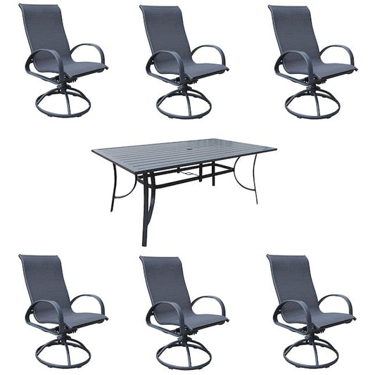 Courtyard Casual Courtyard Casual - Santa Fe 7 Piece Dining Set 84" Rectangle Dining Table with 6 Swivel Rockers | 5395