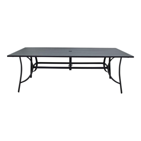 Courtyard Casual Courtyard Casual - Santa Fe 72" x 42" Rectangle Aluminum Dining Table with Slat Top and Umbrella Hole in Java | 5675