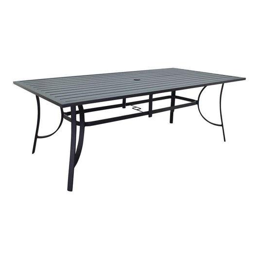Courtyard Casual Courtyard Casual - Santa Fe 72" x 42" Rectangle Aluminum Dining Table with Slat Top and Umbrella Hole in Java | 5675