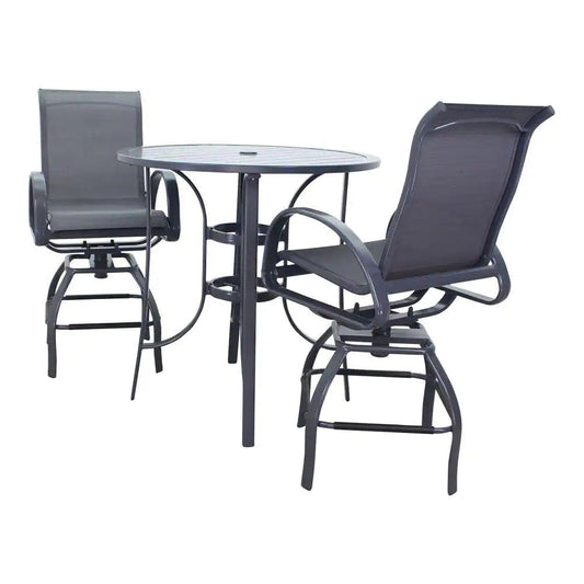 Courtyard Casual Courtyard Casual - Santa Fe Dark Gray 3 Piece Balcony Height 36" Round Dining Set with 1 Table and 2 Swivel Stools | 5723