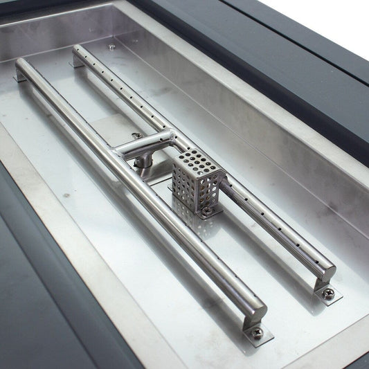 Courtyard Casual Courtyard Casual - Santa Fe Dark Gray 5 Piece Rectangle Fire Pit Set with 1 Fire Pit and 4 Sling Reclining Chairs | 5584