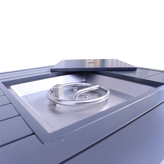 Courtyard Casual Courtyard Casual - Santa Fe Dark Gray 5 Piece Square Fire Pit Set with 1 Fire Pit and 4 Sling Chairs | 5585