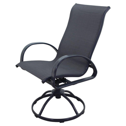 Courtyard Casual Courtyard Casual - Santa Fe Dark Gray 5 Piece Square Fire Pit Set with 1 Fire Pit and 4 Sling Swivel Rockers | 5586