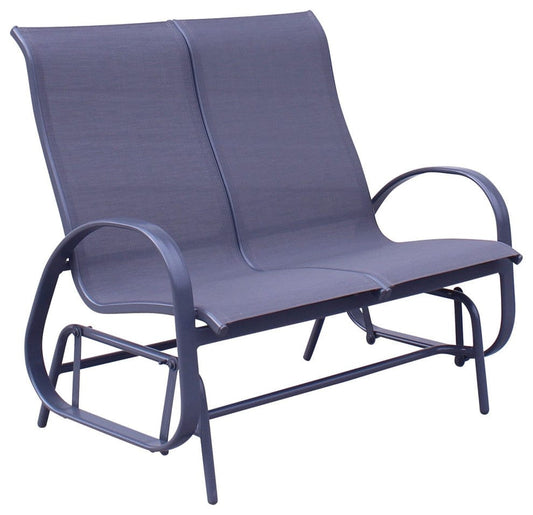 Courtyard Casual Courtyard Casual - Santa Fe Dark Gray 6 Piece Loveseat Glider Set with 1 Loveseat Glider, 2 Reclining Sling Chairs, 2 Ottomans and 1 Rectangle Coffee Table | 5578