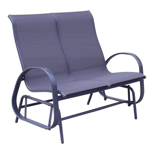 Courtyard Casual Courtyard Casual - Santa Fe Dark Gray 6 Piece Loveseat Glider Set with 1 Loveseat Glider, 2 Sling Swivel Rockers, 2 Ottomans and 1 Rectangle Coffee Table | 5577