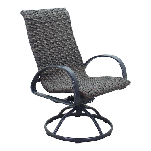 Courtyard Casual Courtyard Casual - Santa Fe Dark Gray 7 Piece Hexagon Dining Set with 60" Hexagon Table and 6 Wicker Swivel Rockers | 5593