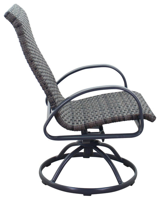 Courtyard Casual Courtyard Casual - Santa Fe Dark Gray 7 Piece Mixed Wicker 72" Rectangle Dining Set with 1 Table, 2 Wicker Swivel Rockers and 4 Wicker Chairs | 5908