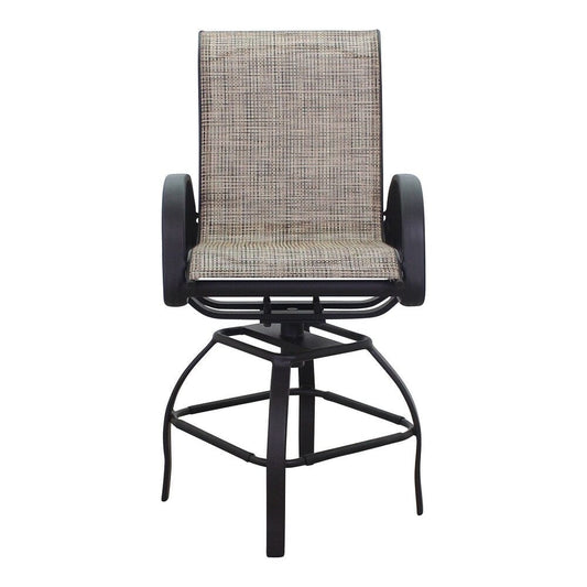 Courtyard Casual Courtyard Casual - Santa Fe Java Aluminum 3 Piece Balcony Height 36" Round Dining Set with 1 Table and 2 Swivel Stools | 5733