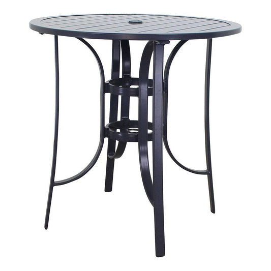 Courtyard Casual Courtyard Casual - Santa Fe Java Aluminum 3 Piece Balcony Height 36" Round Dining Set with 1 Table and 2 Swivel Stools | 5733