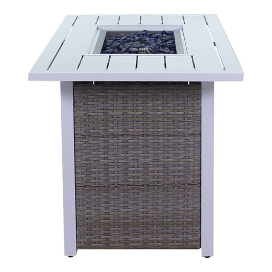 Courtyard Casual Courtyard Casual - Santa Fe Rectangle Fire Pit in White with 18 lbs of Blue Fire Glass | 5615