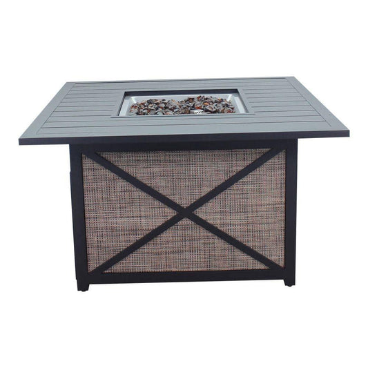 Courtyard Casual Courtyard Casual - Santa Fe Square Fire Pit in Java with 18 lbs of Amber Fire Glass and Sling Base | 5678
