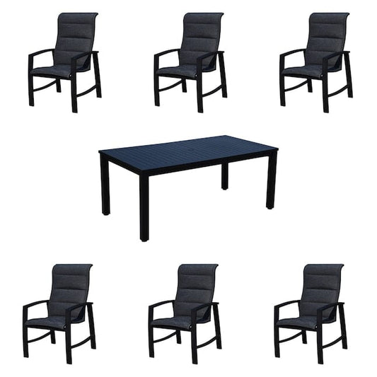 Courtyard Casual Courtyard Casual - Santorini 7 Piece 70" Rectangle Dining Table with 6 Padded Sling Chairs | 5347