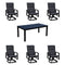 Courtyard Casual Courtyard Casual - Santorini 7 Piece 70" Rectangle Motion Dining Table with 6 Padded Swivel Sling Chairs | 5348