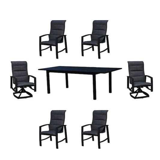 Courtyard Casual Courtyard Casual - Santorini 7 Piece Extension Mixed Dining Set 71"/95" Double Butterfly Extension Table with 2 Padded Swivel Sling Chairs and 4 Dining Chairs | 5355