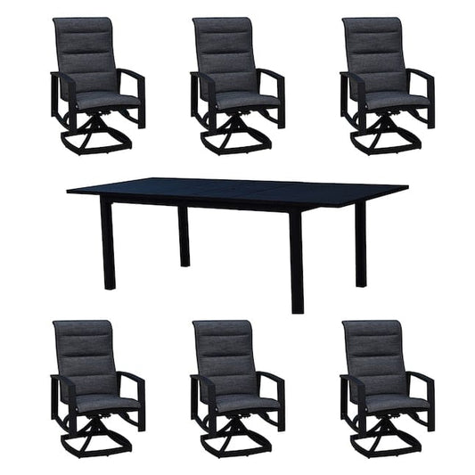 Courtyard Casual Courtyard Casual - Santorini 7 Piece Extension Motion Dining Set 71"/95" Double Butterfly Extension Table and 6 Swivel Sling Chairs | 5354
