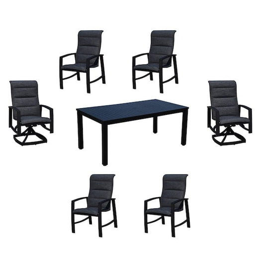 Courtyard Casual Courtyard Casual - Santorini 7 Piece Mixed Dining Set 70" Rectangle Table with 2 Padded Swivel Sling Chairs and 4 Dining Chairs | 5349