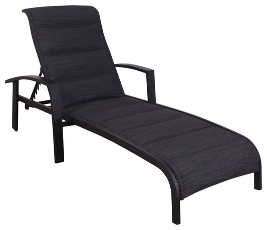 Courtyard Casual Courtyard Casual - Santorini Black Aluminum 3 Piece Chaise Lounge Set with 2 Padded Sling Chaise Lounges and 1 Square 24" End Table | 5802