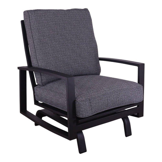 Courtyard Casual Courtyard Casual - Santorini Black Aluminum 3 Piece Motion Chat Set with 2 Motion Club Chairs and 1 Square 24" End Table | 5791