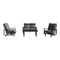 Courtyard Casual Courtyard Casual - Santorini Black Aluminum 4 Piece Loveseat Motion Seating Group with 1 Loveseat, 2 Motion Club Chairs and 1 48" Coffee Table | 5794