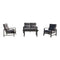 Courtyard Casual Courtyard Casual - Santorini Black Aluminum 4 Piece Loveseat Seating Group with 1 Loveseat, 2 Club Chairs and 1 48" Coffee Table | 5793