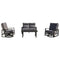 Courtyard Casual Courtyard Casual - Santorini Black Aluminum 4 Piece Loveseat Swivel Seating Group with 1 Loveseat, 2 Swivel Gliders and 1 48" Coffee Table | 5795