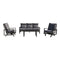 Courtyard Casual Courtyard Casual - Santorini Black Aluminum 4 Piece Sofa Motion Seating Group with 1 Sofa, 2 Motion Club Chairs and 1 48" Coffee Table | 5797