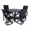 Courtyard Casual Courtyard Casual - Santorini Black Aluminum 5 Piece Dining Set with 54" Round Table and 4 Padded Sling Chairs | 5945