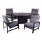 Courtyard Casual Courtyard Casual - Santorini Black Aluminum 5 Piece Fire Pit Seating Group with 48" Round Fire Pit and 4 Club Chairs | 5799
