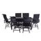 Courtyard Casual Courtyard Casual - Santorini Black Aluminum 7 Piece Balcony Height 64" Rectangle Dining Set with 1 Table and 6 Swivel Balcony Bar Stools | 5859