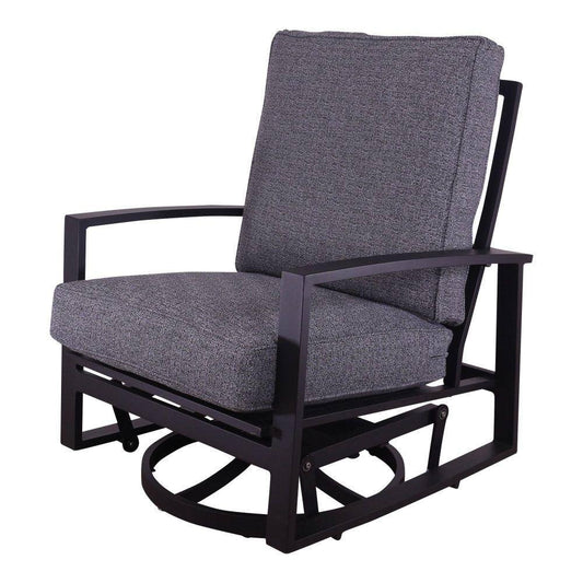 Courtyard Casual Courtyard Casual - Santorini Black Aluminum Swivel Glider Chair with Envelop Back Cushion | 5783