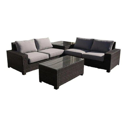 Courtyard Casual Courtyard Casual - St Lucia Silver Oak 4 Piece Sectional Set with 1 Left and 1 Right Sectional Loveseats, 1 Corner End Table and 1 Coffee Table | 5898