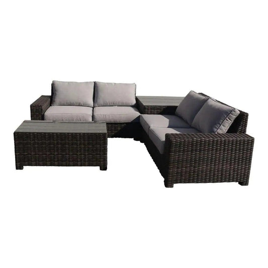 Courtyard Casual Courtyard Casual - St Lucia Silver Oak 4 Piece Sectional Set with 1 Left and 1 Right Sectional Loveseats, 1 Corner End Table and 1 Coffee Table | 5898