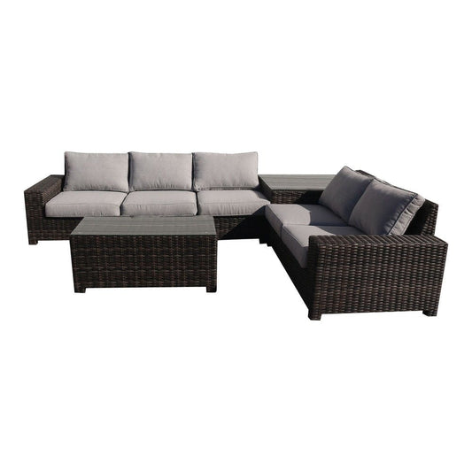 Courtyard Casual Courtyard Casual - St Lucia Silver Oak 5 Piece Sectional Set with 1 Left and 1 Right Sectional Loveseats, 1 Armless Middle Chair, 1 Corner End Table and 1 Coffee Table | 5900