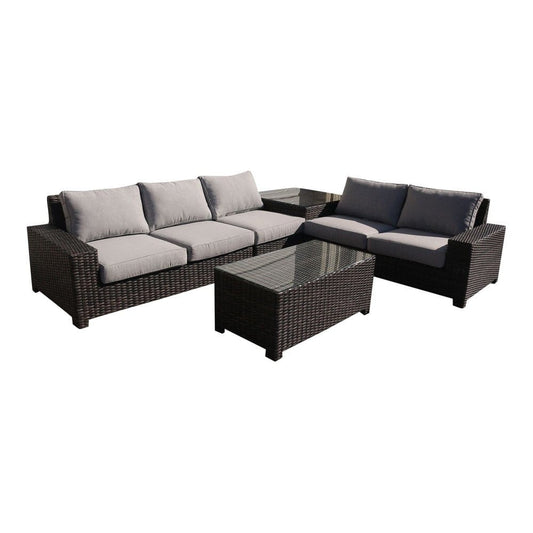 Courtyard Casual Courtyard Casual - St Lucia Silver Oak 5 Piece Sectional Set with 1 Left and 1 Right Sectional Loveseats, 1 Armless Middle Chair, 1 Corner End Table and 1 Coffee Table | 5900