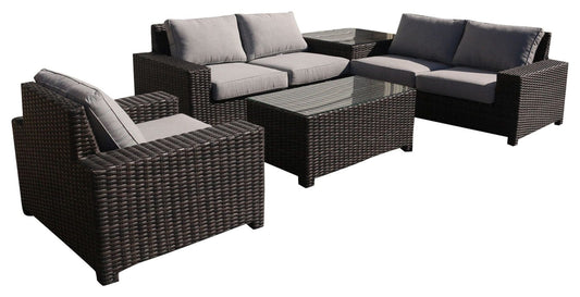 Courtyard Casual Courtyard Casual - St Lucia Silver Oak 5 Piece Sectional Set with 1 Left and 1 Right Sectional Loveseats, 1 Corner End Table, 1 Coffee Table and 1 Club Chair | 5899