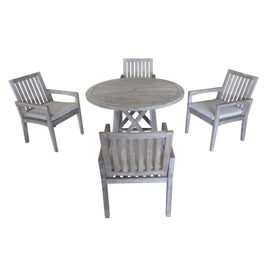 Courtyard Casual Courtyard Casual - Surf Side Teak 5 Piece Dining Set with 48" Round Dining Table and 4 Dining Chairs | 5455