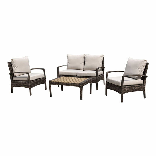 Courtyard Casual Courtyard Casual - Taupe Chat 4 Piece Seating Group with Cushions | 5002