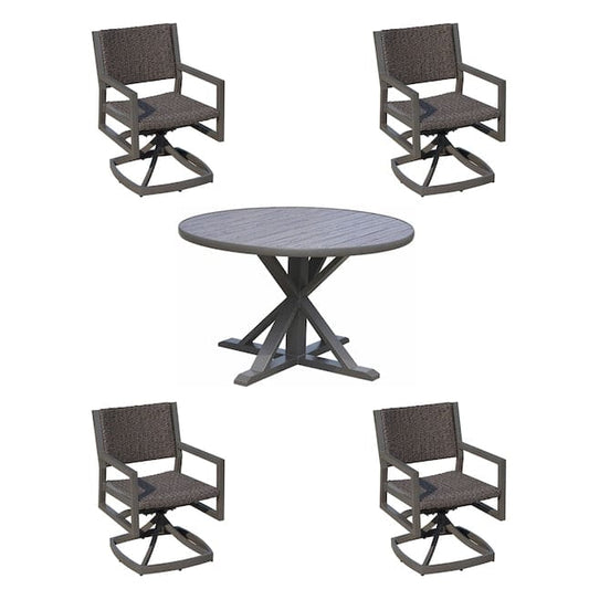 Courtyard Casual Courtyard Casual - Venice 5 Piece Round Motion Dining Set 48" Round Dining Table and 4 Swivel Spring Dining Chairs | 5341